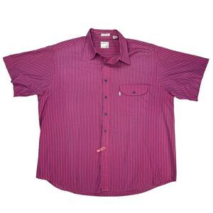 Vintage 80s Levis Silver Label Pink Button Shirt Mens XL Striped‎ Short Sleeve